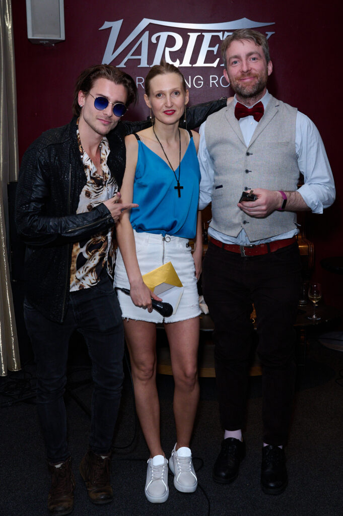 Reuben Williams accepts Best Spoof award from Elijah Rowen and the DAFTAS founder Tamara Orlova © Alan West